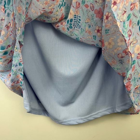 City Chic Cami Top Floral Blue Multi Lightweight Lined Ruffle Plus Size XL 22 - Picture 4 of 9